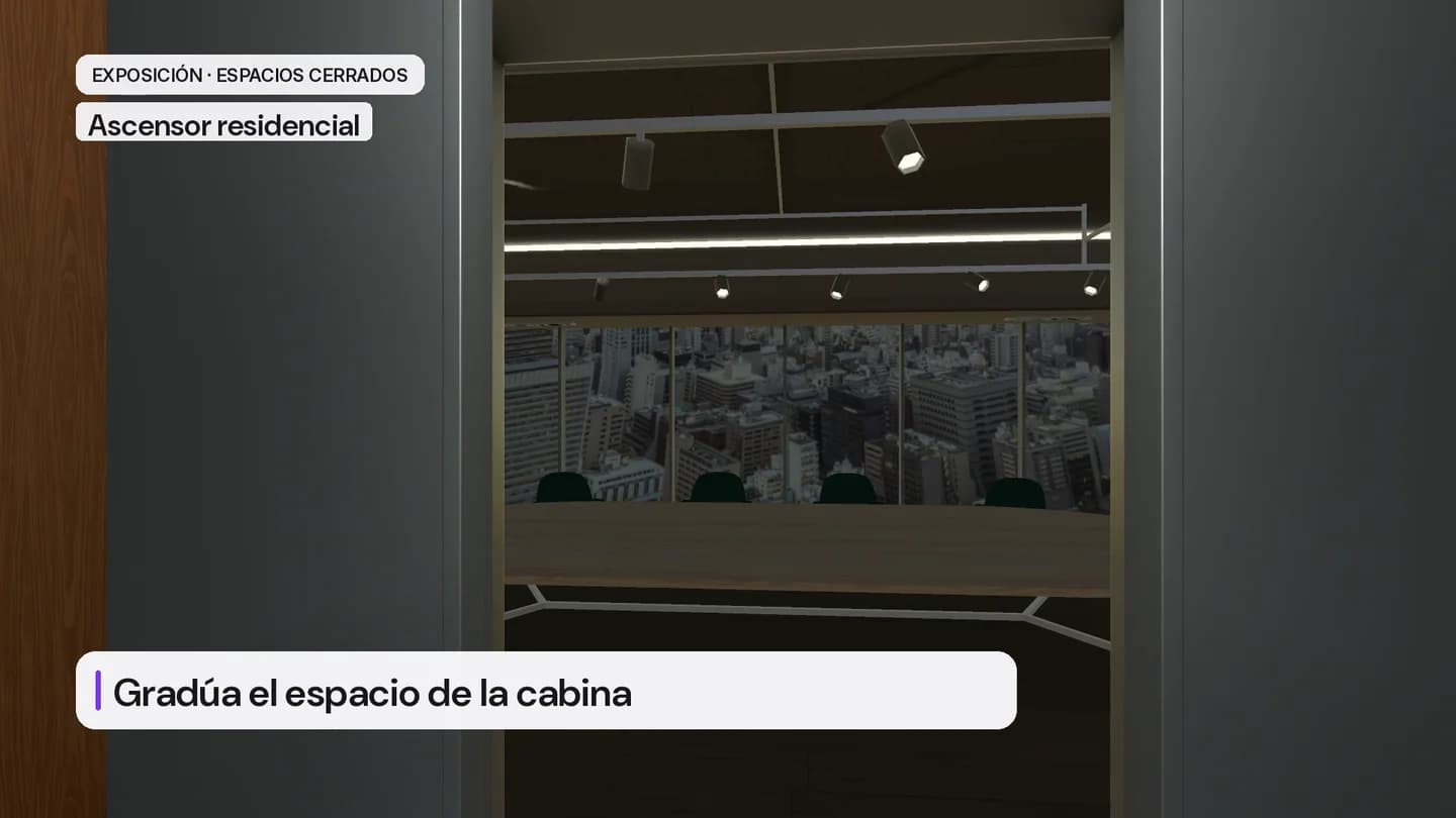 Ascensor residencial: imagen del entorno virtual de VRET