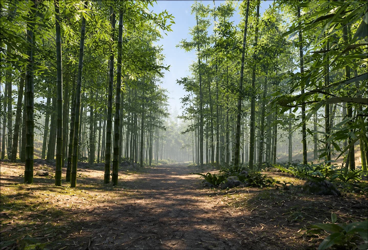 Bosque de bambú: imagen del entorno virtual de VRET